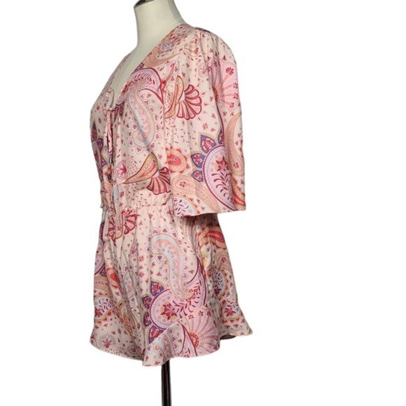 Lovers + Friends Epiphany Paisley Lace Up Romper S - Picture 4 of 11